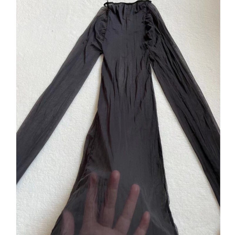 Sexy Mesh Sheer Bodycon Dress - Transparent Smooth Sexy Bodystockings Stretch Seamless