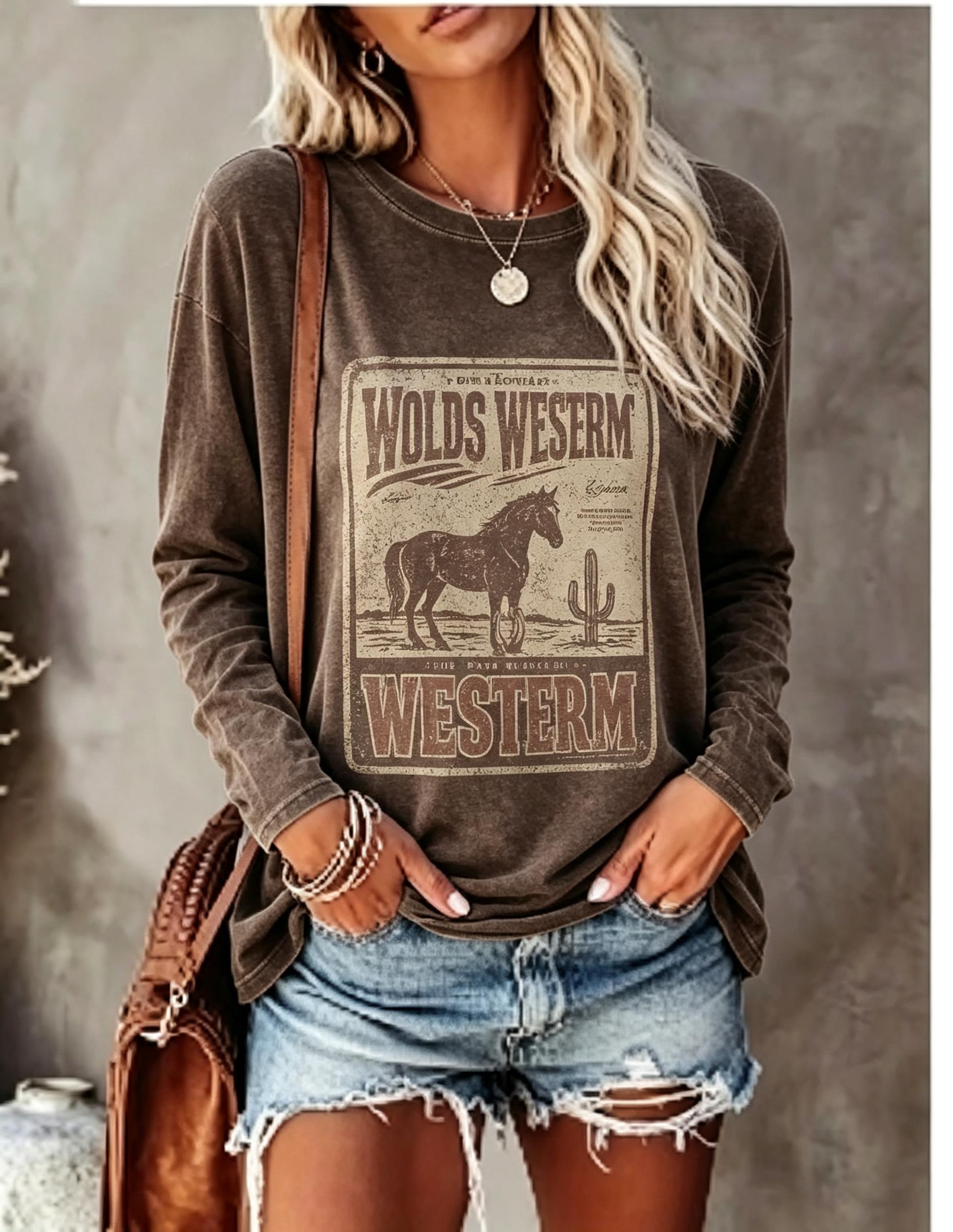 Blouses - Women Long Sleeve T Shirt Vintage