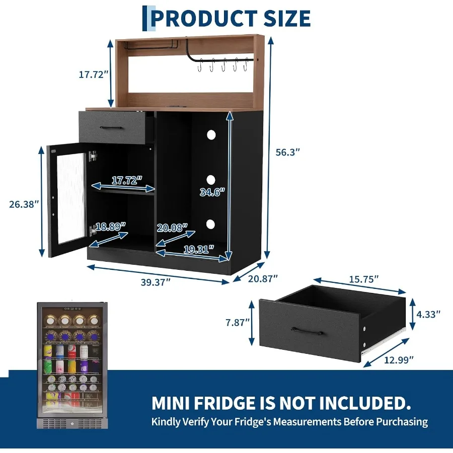 Wine bar cabinet with fridge s - Tops 评论和价格