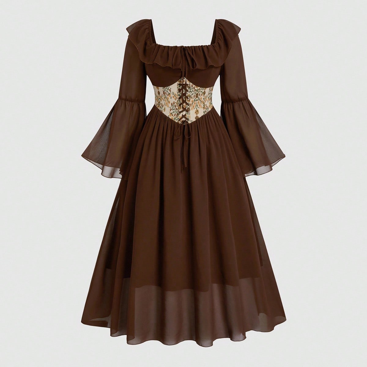 Plus Size Women Vintage Victor - French Vintage Floral Midi Dress 评论和价格