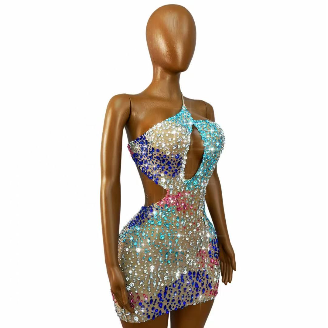 Sparkly Colorful Rhinestones W - Sparkly Rhinestone Club Party Dress 评论和价格