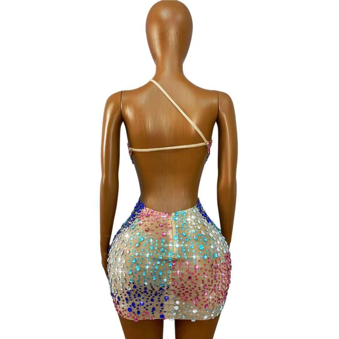 Sparkly Colorful Rhinestones W - Sparkly Rhinestone Club Party Dress 评论和价格