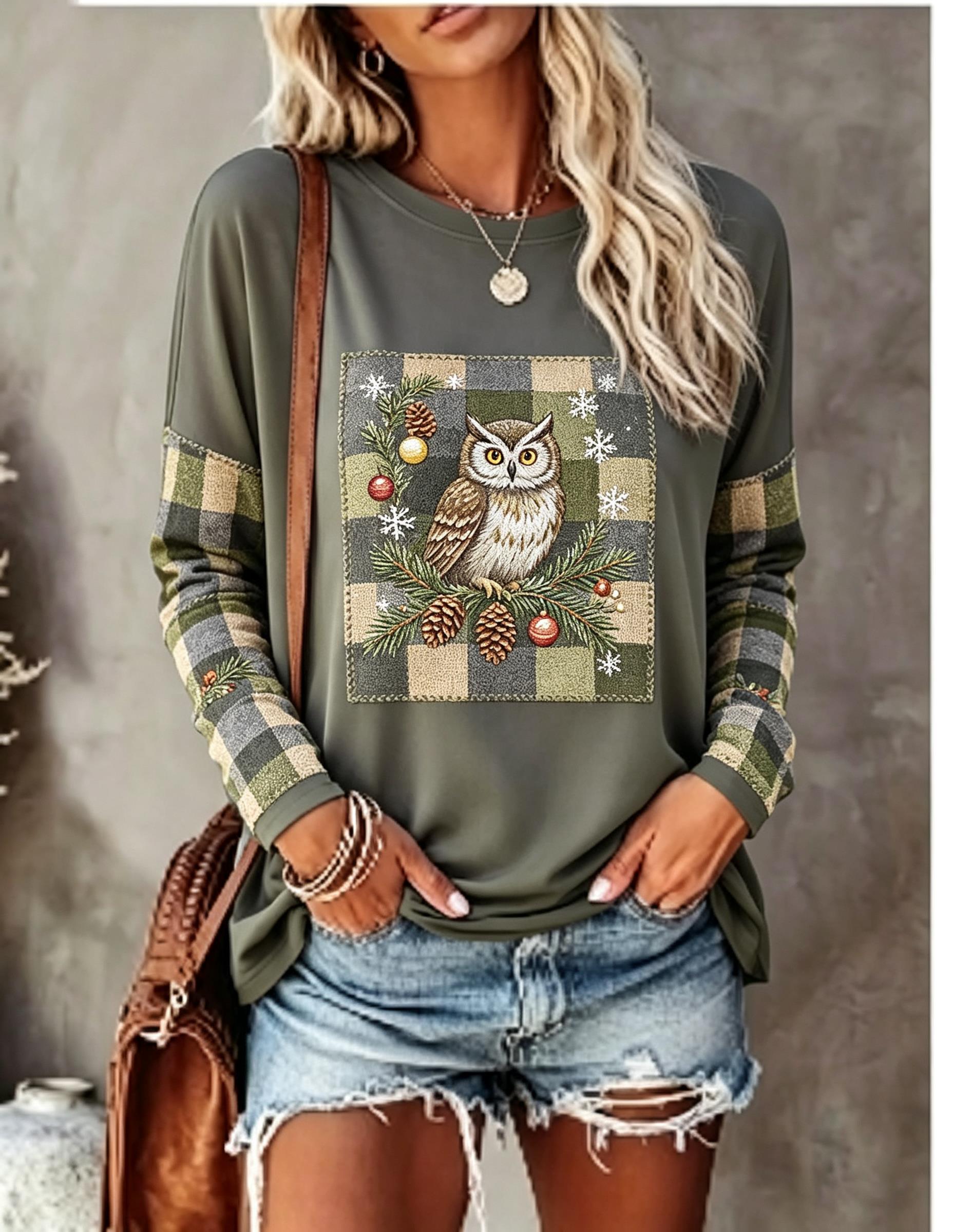Women Long Sleeve T Shirt Fox  - Blouses 评论和价格