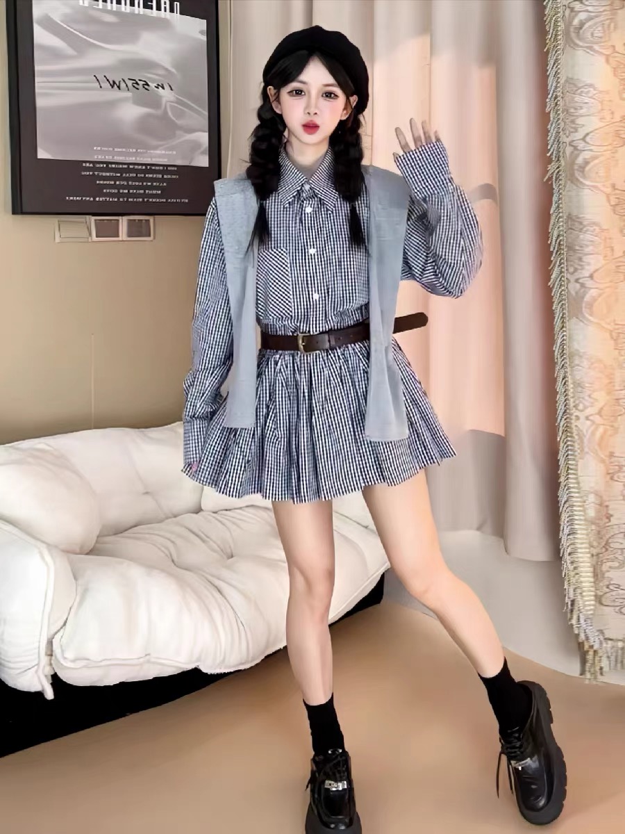 Early Autumn Korean Style Shir - Korean Style A Line Shirt Dress 评论和价格