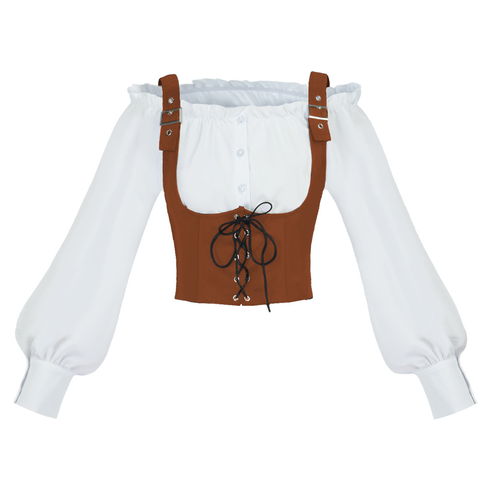 Retro Western Style Women Blou - Tops 评论和价格